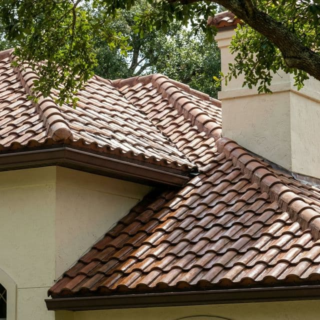 Spanish style roof cleaning in Highland Park